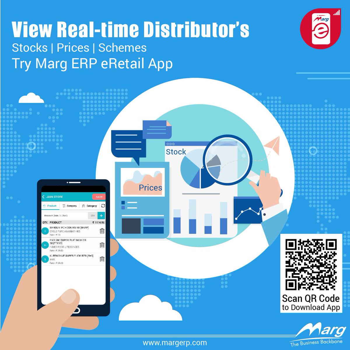 Does your mobile app give you the facility to check real-time stock &amp; price status of your distributors' items? Try #MargERP eRetail App, compare &amp; make smart decisions while placing orders to your distributors. 
Download: bit.ly/2VJhW7J
Call for a free demo: 9555061626