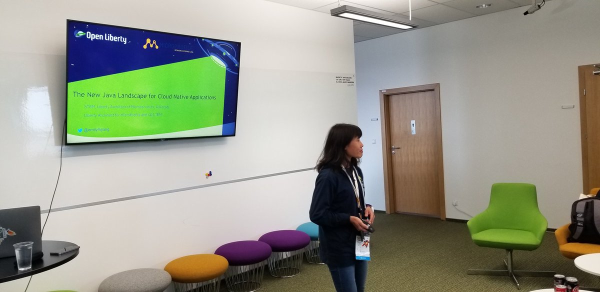 mgrygles's tweet photo. Meeting great colleagues @IBM_PL @IBMDeveloper #IBMSoftwareLab #Krakow with @emilyfhjiang presenting #MicroProfile @OpenLibertyIO @IBMWebSphere plus more, and me on #ReactiveJava #Akka after. https://t.co/wBcmUe79pL