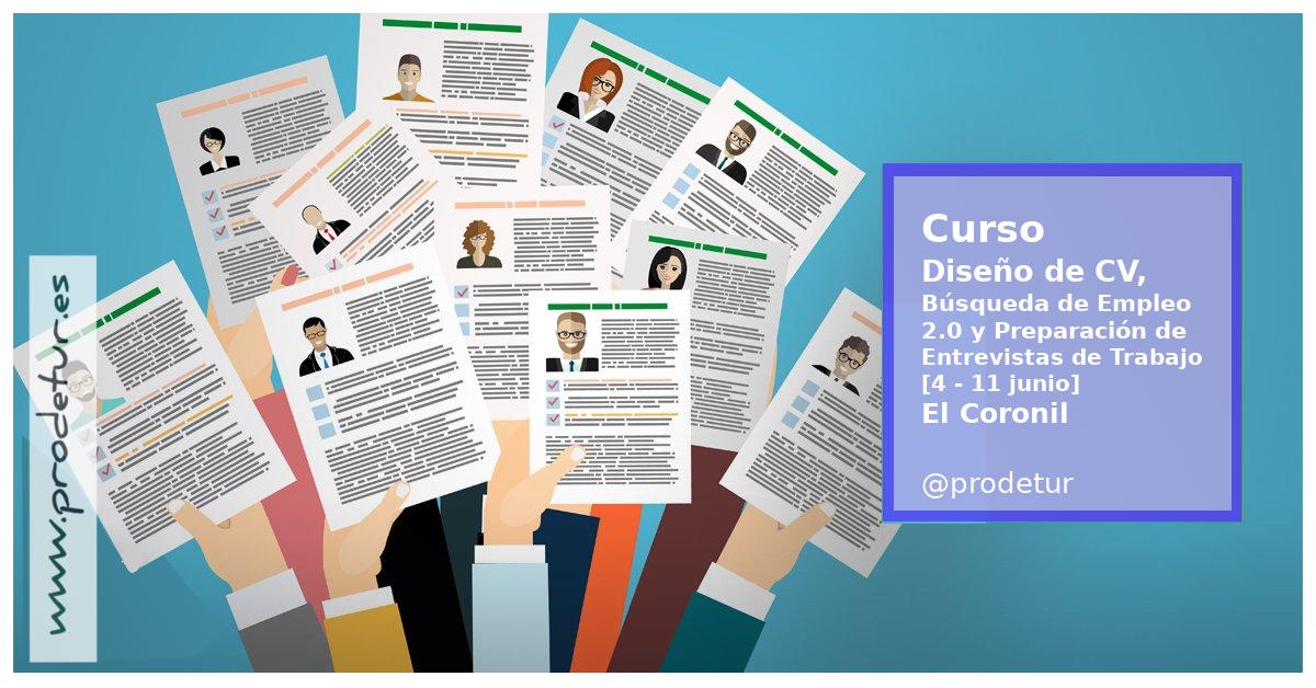 Abierta inscripción del Curso “DISEÑO DE CV, BÚSQUEDA DE EMPLEO 2.0 Y PREPARACIÓN DE ENTREVISTAS DE TRABAJO” en EL CORONIL durante los días 4, 5, 6, 10 y 11 de junio próximos, en horario de TARDE (de 16:30 h a 20:45 h). Aforo limitado. Información: cort.as/-IHgN
