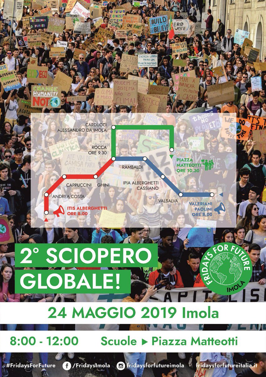 fffimola's tweet photo. 📣 #24maggio2019 #globalstrikeforfuture 🌍🎳 #Imola
#FridaysForFuture #climatestrike #ClimateEmergency #fridaysforfutureItalia https://t.co/6jLrkEQICQ
