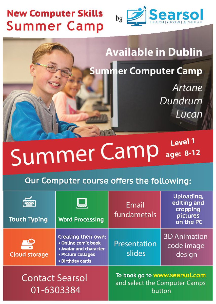 searsoltraining's tweet image. Fun activities - comic strips, avatars. 3D animation etc
More details can be found at
searsolcomputercamps.com
Dyspraxia and Dyslexia friendly.
Discount available for siblings and multiple week bookings.
#Dublin #ComputerCamps #SummerCamps