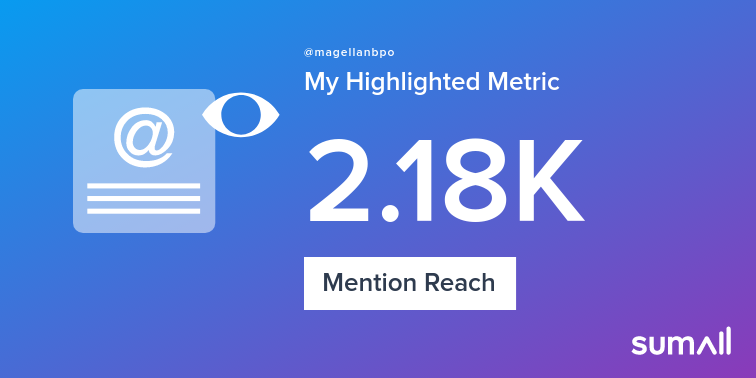 magellanbpo's tweet photo. My week on Twitter 🎉: 1 Mention, 2.18K Mention Reach. See yours with https://t.co/wIBnvxyJVk https://t.co/2cbhwNCcE3