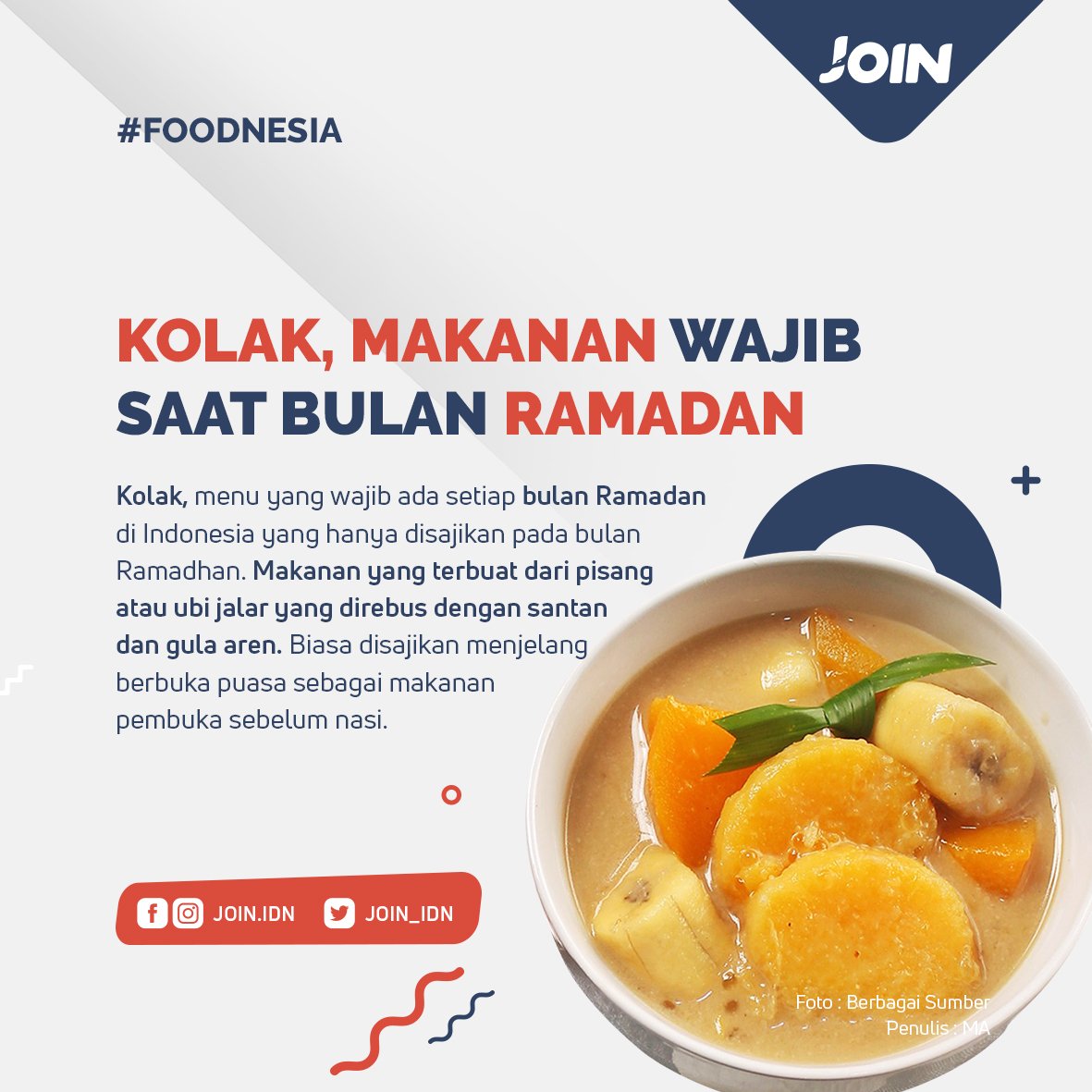 join_idn's tweet photo. Kolak, Makanan Wajib Saat Bulan Ramadhan

https://t.co/ne6XscX3mm

#joinesia
#foodnesia
#arahlebihbaik
#indonesia
#makananindonesia
#kulinerindonesia
#makanan
#kulinerramadhan
#kolak
#kolakpisang
#kolakbijisalak https://t.co/T82FCPmnrG