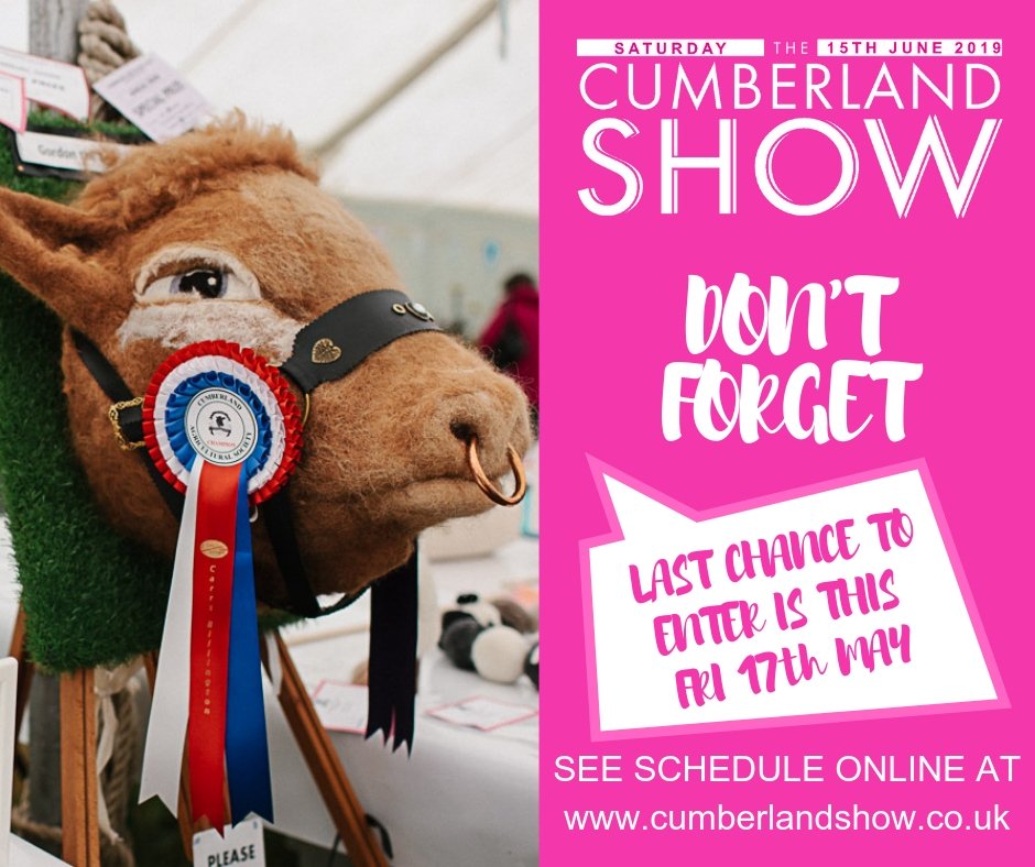 Calling all competitiors - 1 day to go til entries close!! Don't miss out, get them in before the weekend. Classes for everyone and everything. cumberlandshow.co.uk/content/compet…