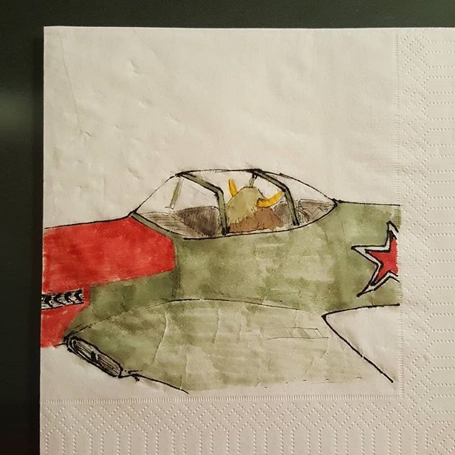 CountJugula's tweet photo. A yak in a Yak-3 #school #lunch #napkinArt #yak #yaksofinstagram #ww2 https://t.co/P5UZ2WTVe9 https://t.co/CttqaiN8GF