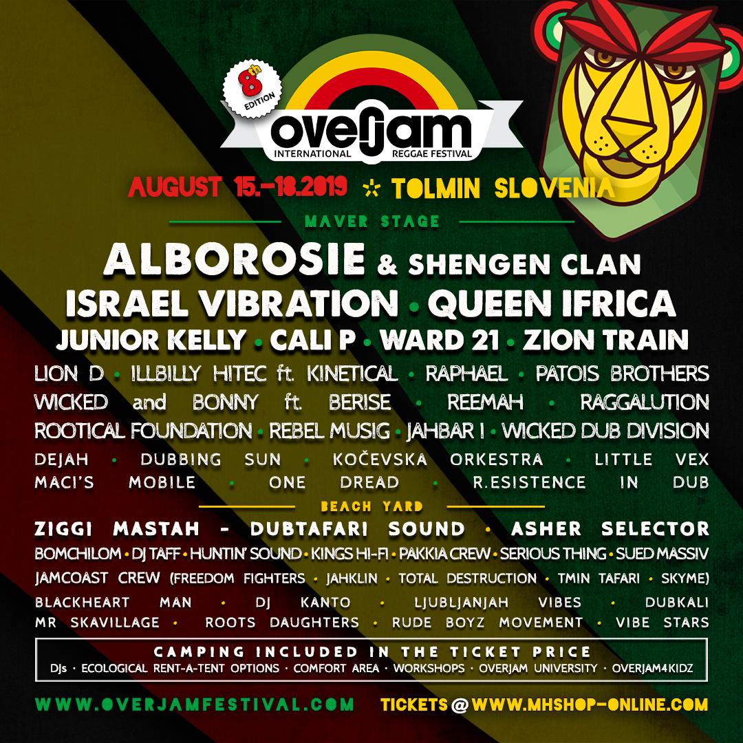 ReggaeIt's tweet photo. Line up completa per l’#Overjam 2019 - https://t.co/arJeCsP6G9 #Alborosie #ISRAELVIBRATION #JuniorKelly #QUEENIFRICA #ReggaeFestival #Slovenia #Tolmin #Ward21 #ZionTrain https://t.co/cuXwzTKtmg