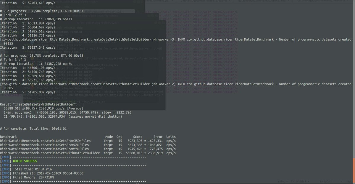 realpestano's tweet image. I&apos;ve made a simple benchmark on #dbunit dataset creation using the new #dbrider dataset builder (in-memory) vs traditional way (xml, json, yaml). 

In memory is ~9x faster than the fast file loader (json loder using fasterxml) and 26x faster than yaml
 
github.com/rmpestano/data…