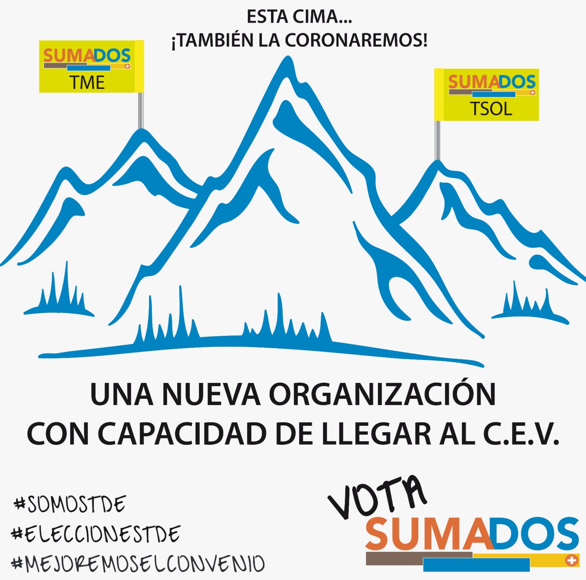 SumadosT's tweet photo. Con la irrupción de #SUMADOS en #TdE se abre UN NUEVO ESCENARIO en la negociación colectiva: https://t.co/4Ctp8syPqp #ELECCIONESTDE #mejoremoselconvenio #somosTdE https://t.co/zgR0HNT3mG