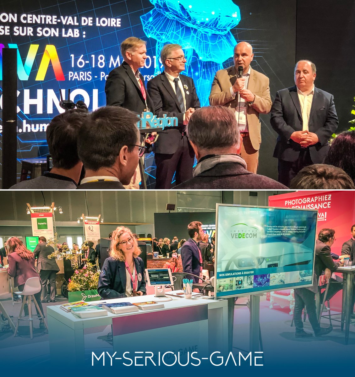 MY_SERIOUS_GAME's tweet photo. Sur #VivaTech jusqu'à samedi! Passez nous voir au Lab B17 de la @RCValdeLoire pour essayer nos derniers #SeriousGames !
@VivaTech @fbonneau #ToursMétropole @ThibaultCoulon #humantechregion #CRNum #RCVL #VivaTech #techloirevalley #innovation #formation #EdTech https://t.co/djyZotvFig