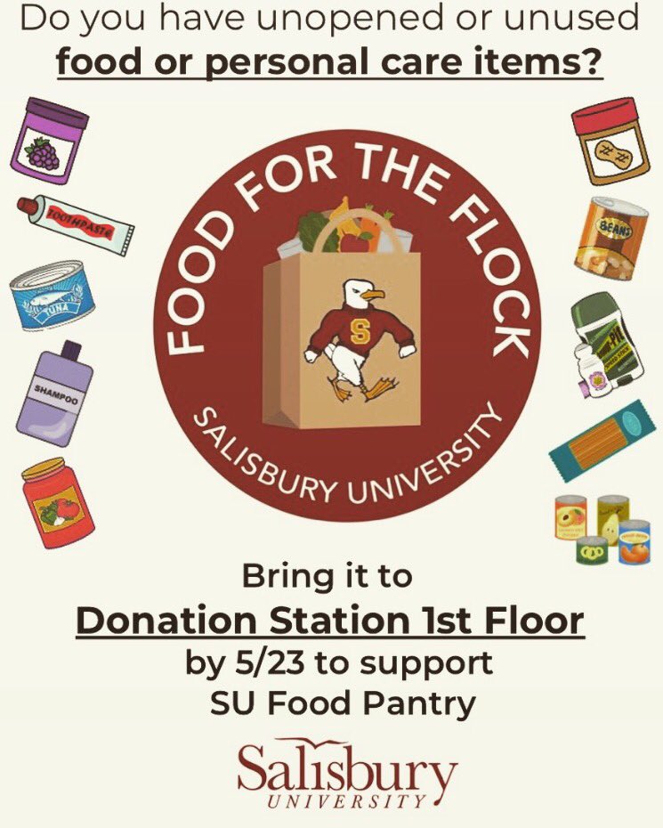 Students living on campus... as you're moving out of your dorms, bring your unneeded  items to the bin at the 1st floor lobby/lounge of your residence hall. Thank you to Residence Life for partnering with us!