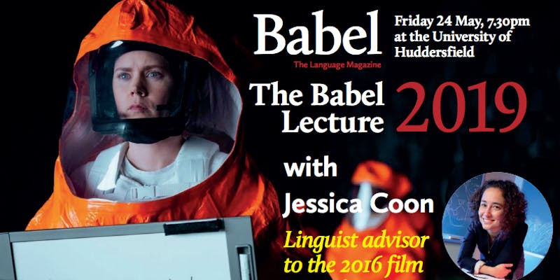 worldbuildtips's tweet photo. How aliens might speak: Free #conlang public lecture @HuddersfieldUni by Jessica Coons, linguist advisor to the film 'Arrival'. 24th May. #worldbuilding #amwriting book tickets here -> https://t.co/6oZLNOzLAc https://t.co/G9Bd7QsfM5