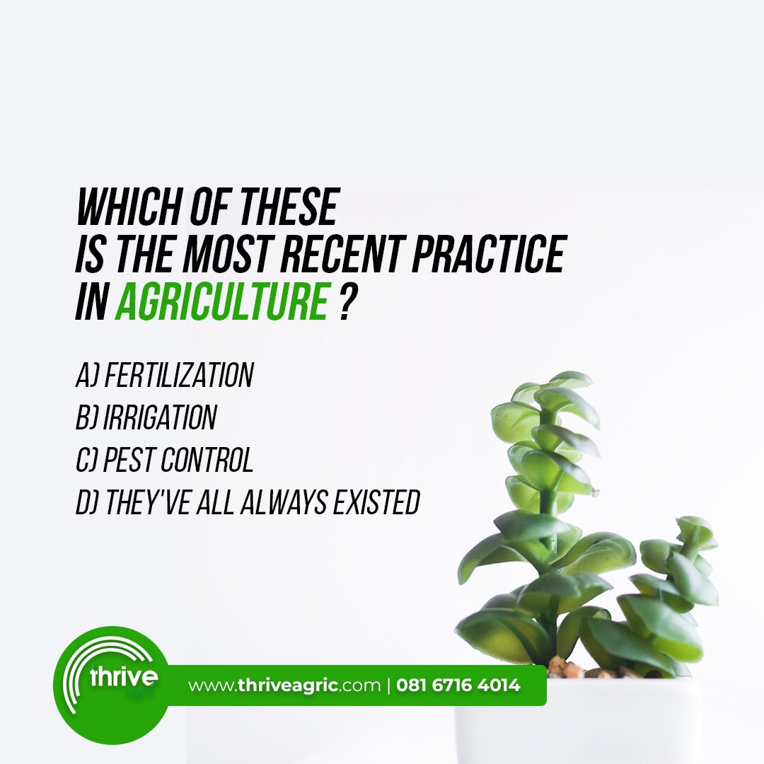 thriveagric's tweet photo. #thrivia Thursday is here! Let’s see how well you know your Agriculture😏
What’s your answer?👇🏾
#thrivia #thriveagric #farmwiththrive #wefarm #empowerfarmers #feedingafrica #food #farming #grow #growwiththrive #foodsecurity #growth #digitalfarmers #agribusiness #agriculture https://t.co/T7zI9lLnMx