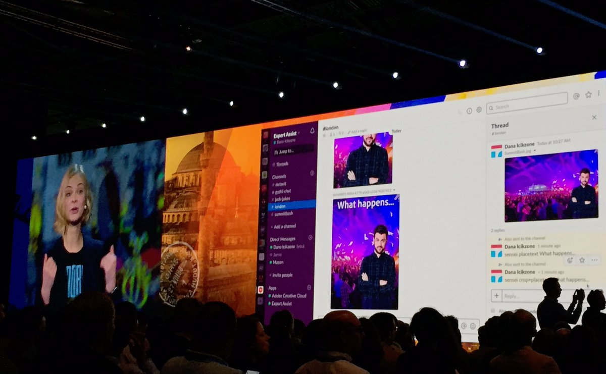 KrishnaDe's tweet photo. Great to see some of the potential integrations within Adobe.

Such as this @Adobe sneak - I love how the images were able to be immediately resized for different channels.

#ExpertAssist gets my vote 👏

#AdobeSensei #AI #AdobeSummit https://t.co/tDupJePFIF