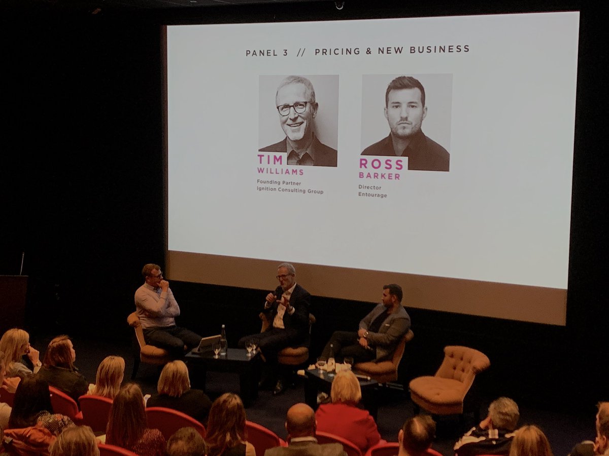 EntourageBD's tweet image. Our final panel with @TimWilliamsICG from @IgnitionGroup and our very own @Ross__Barker is exploring at all things pricing and agency new business