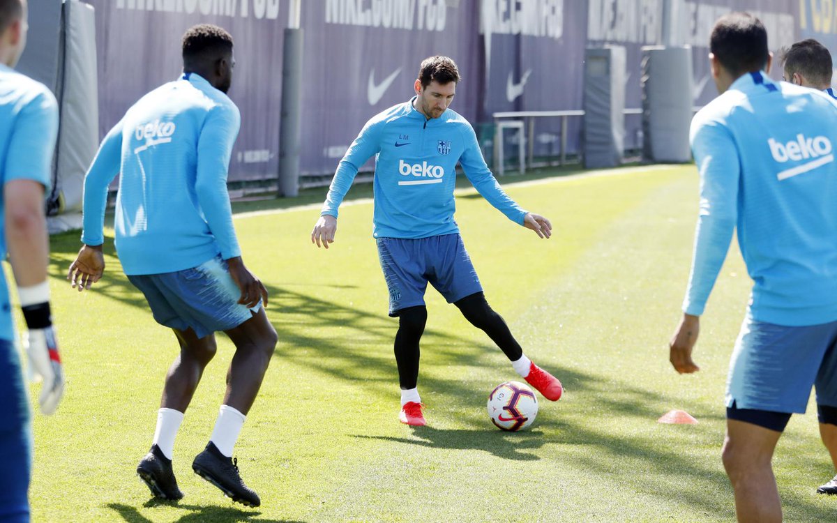 Messi, en la sesión de este jueves (Foto: FCB).