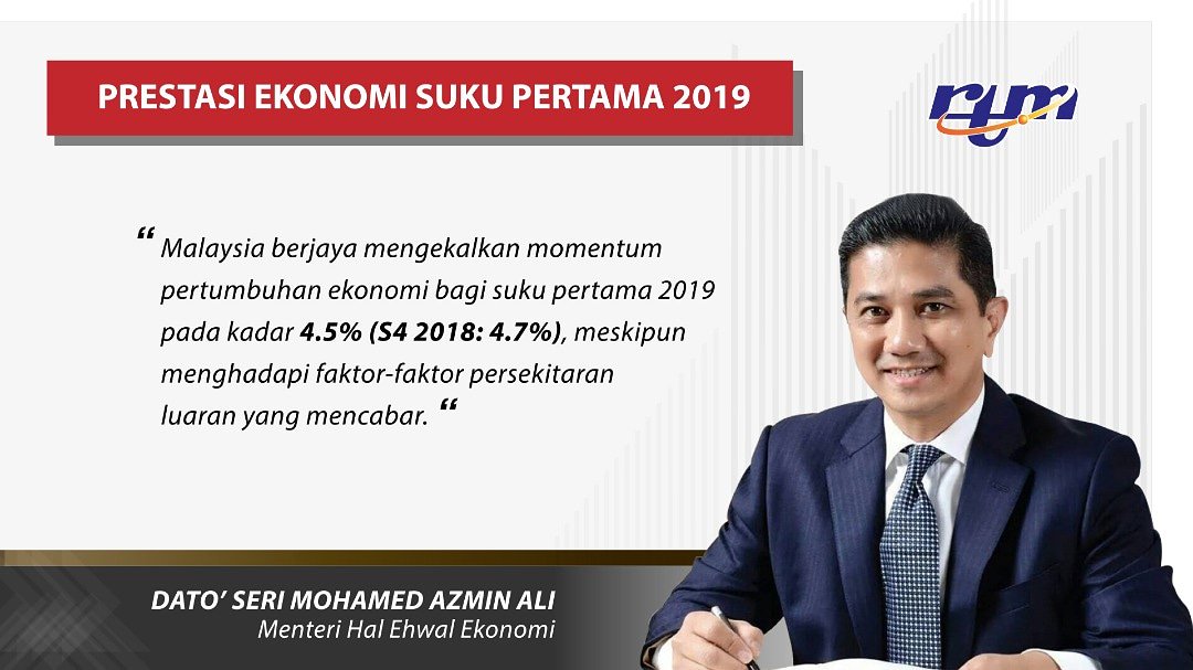 JPenerangan's tweet photo. Prestasi Ekonomi Malaysia Bagi Suku Pertama Tahun 2019

@AzminAli

Sumber: @RTM_Malaysia

#MEA
#KemakmuranBersama
#JabatanPenerangan https://t.co/e6tkDiHrGT