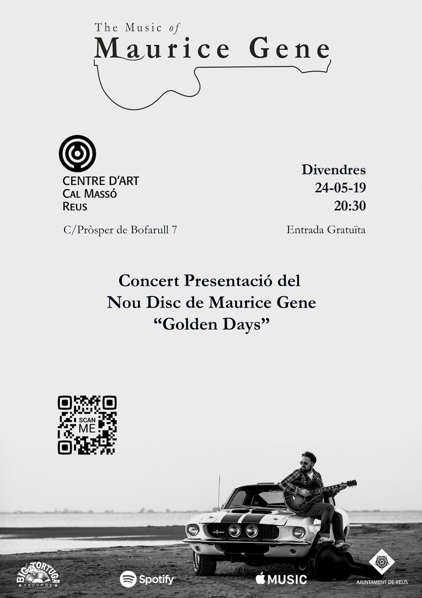 maurice_gene's tweet photo. 24/05/19 20h30 | Cal Massó | Reus. Concert Presentació del nou disc “Golden Days” de @maurice_gene Entrada Lliure #folkrock #americana #mauricegene #goldendays #calmasso #ajuntamentdereus https://t.co/7qs8YkXNVb
