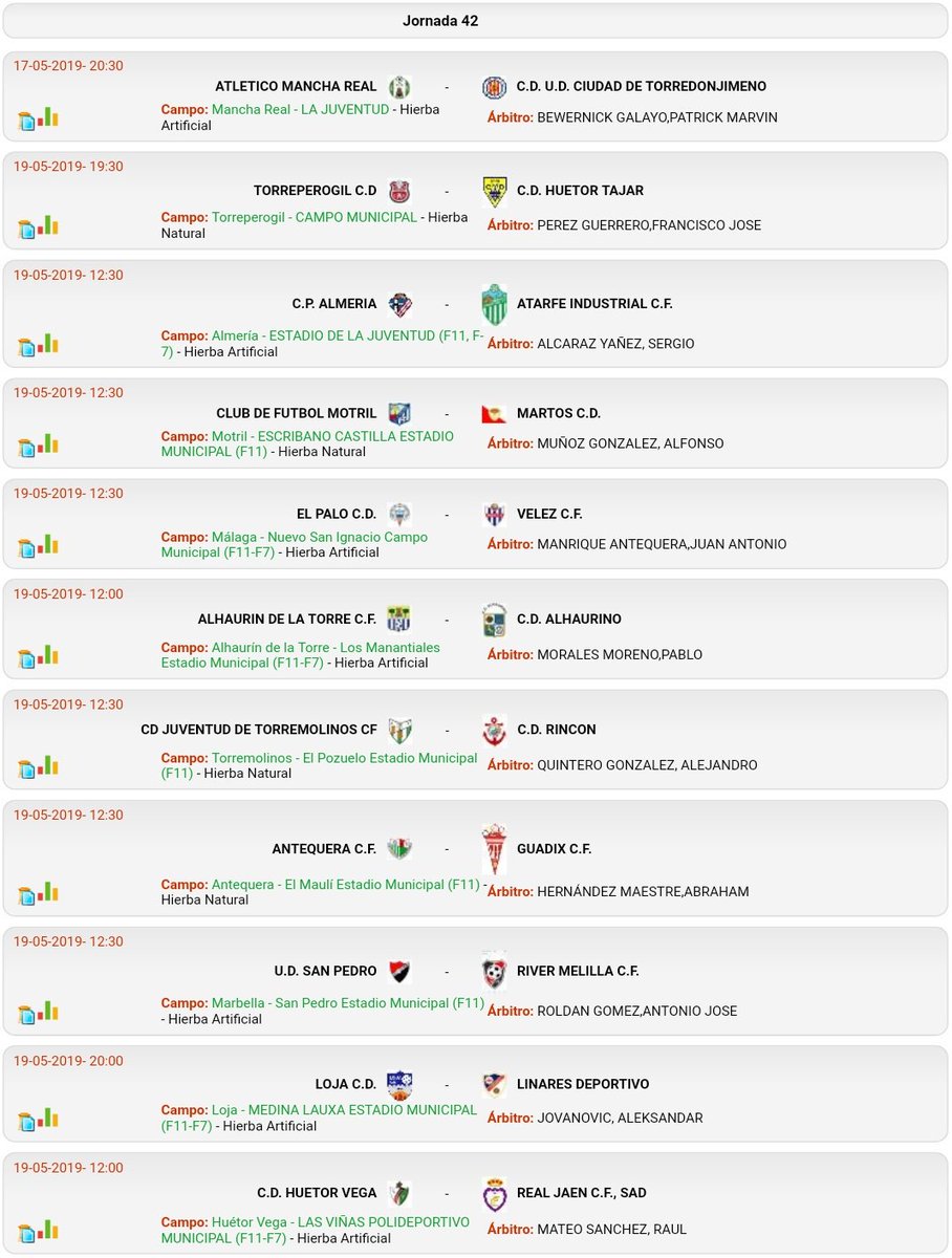 TerceraDivGr9's tweet image. Horarios y Colegiados confirmados para todos los partidos de la #J42. #3aDivGr9 #1Final