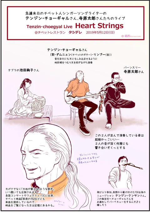 先日のチベット人シンガーソングライター テンジン・チョーギャルさんたちのタシデレでのライブ(2019年5月12日(日))
●Tenzin Choegyal  Live at Tibetan Restaurant Tashi Delek 