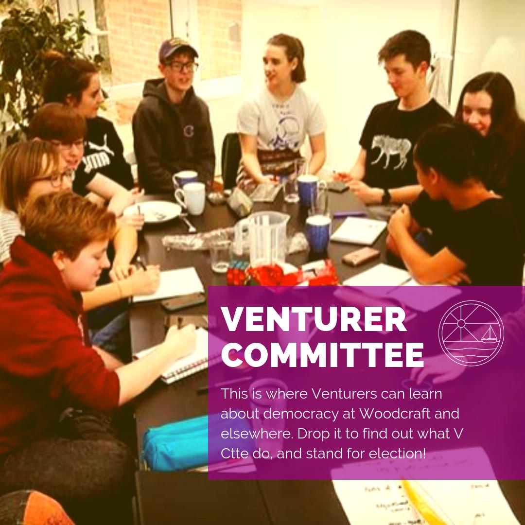 Venturer Ctte Centre will host workshops exploring what democracy and youth empowerment look like. You can stand for election and vote for the 2019/20 committee, join the Pride march + use this space as a Post Office 💭🗳📢

Email us at programme@venturercamp.org.uk with ideas.