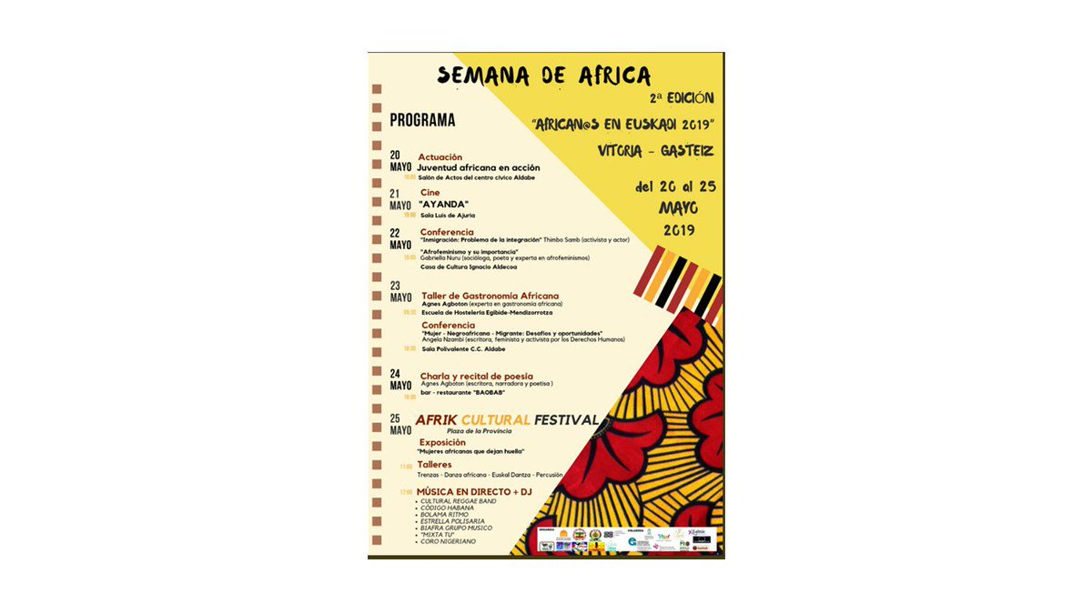 ikasgune_sartu's tweet photo. La semana que viene se celebra en Vitoria la Semana de África. ¿Te lo vas a perder?🌍@gasteizhoy @InfoGaztea @Gazteaukera @VG_gazteria https://t.co/AGIOawpgyq