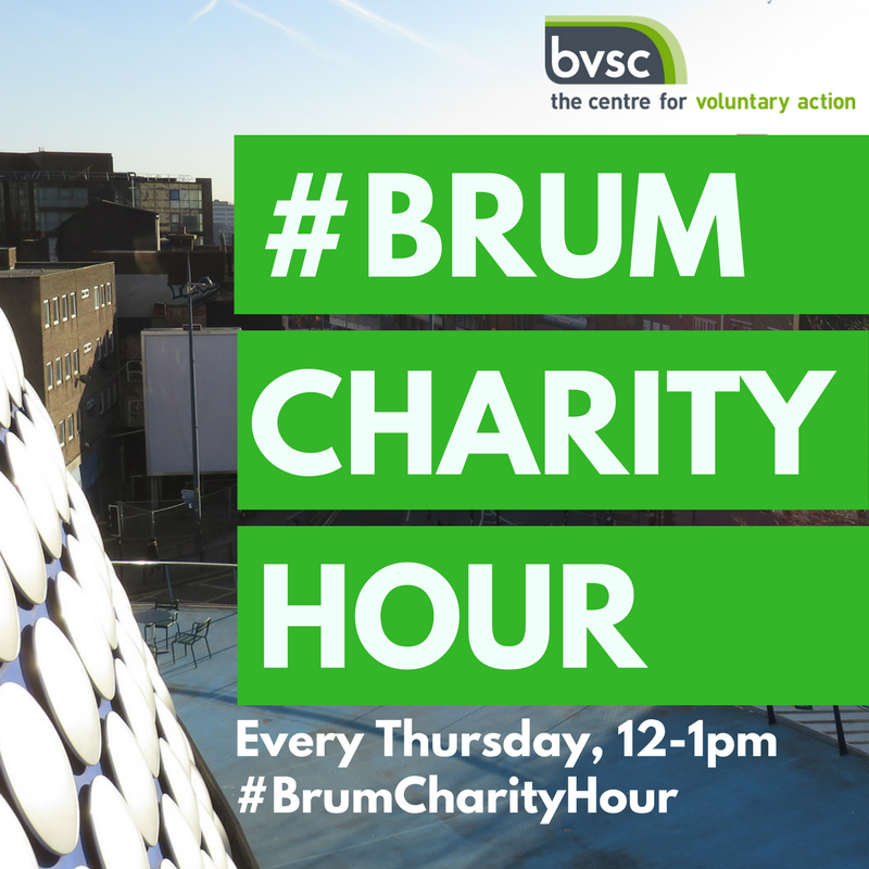 Join us at 12-1pm for #BrumCharityHour! 

Please RT to spread the word! 😃