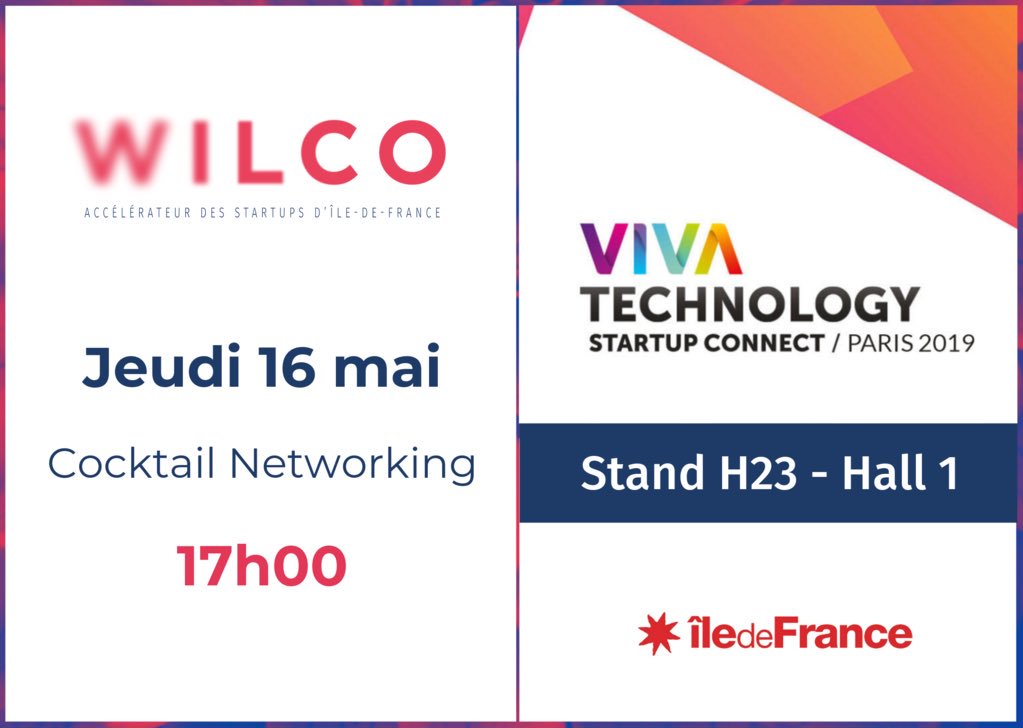 WILCO_startup's tweet photo. Venez rencontrer @WILCO_startup à #VivaTech sur le stand @HPE_FR D30 ! Retrouvez nous également à 17h sur le stand H23 de la région @iledefrance autour d’un cocktail avec toute la communauté WILCO🍷 https://t.co/vmCmcBTNCp