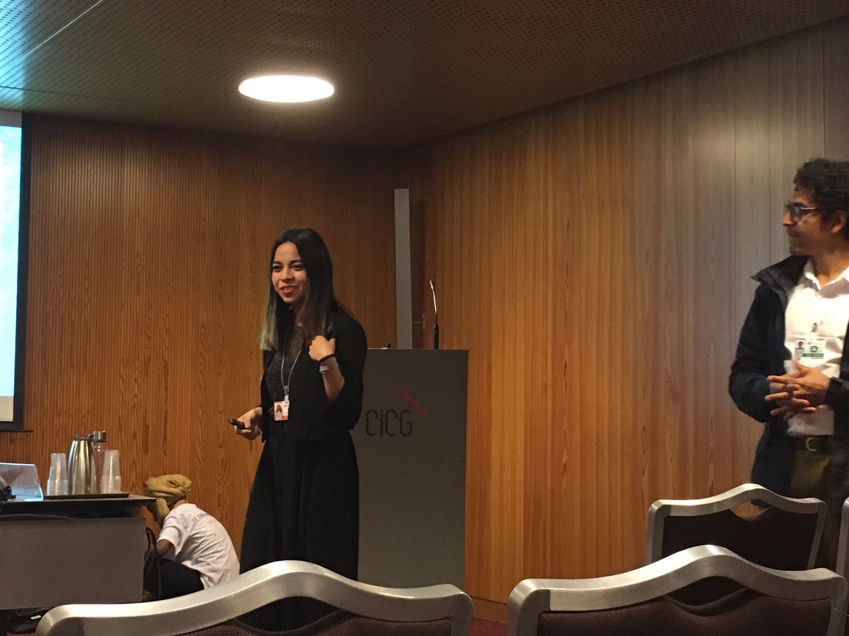 WaterYouthNet's tweet photo. @nhilceesquivel &amp; @Camiloferlo, @WaterYouthNet #DRR team members, presenting the results of @HackTheRisk #hackathon: smart solutions for #floods &amp; #droughts organized in Colombia with support of @NASAEarth @Microsoft @FMGlobal @EsriCol @Esri 
#GP2019Geneva https://t.co/yOfrcJHHcq