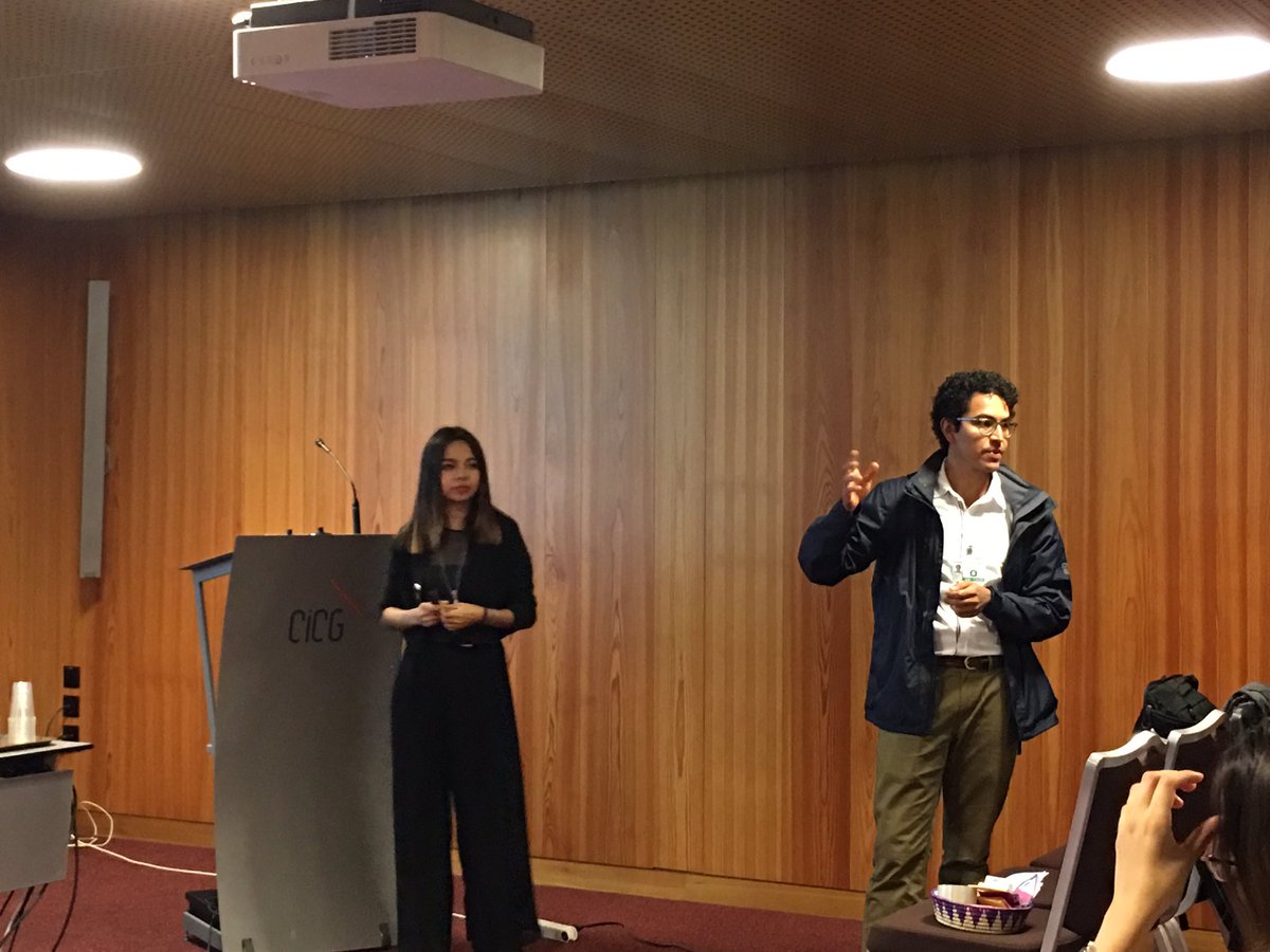 WaterYouthNet's tweet photo. @nhilceesquivel &amp; @Camiloferlo, @WaterYouthNet #DRR team members, presenting the results of @HackTheRisk #hackathon: smart solutions for #floods &amp; #droughts organized in Colombia with support of @NASAEarth @Microsoft @FMGlobal @EsriCol @Esri 
#GP2019Geneva https://t.co/yOfrcJHHcq