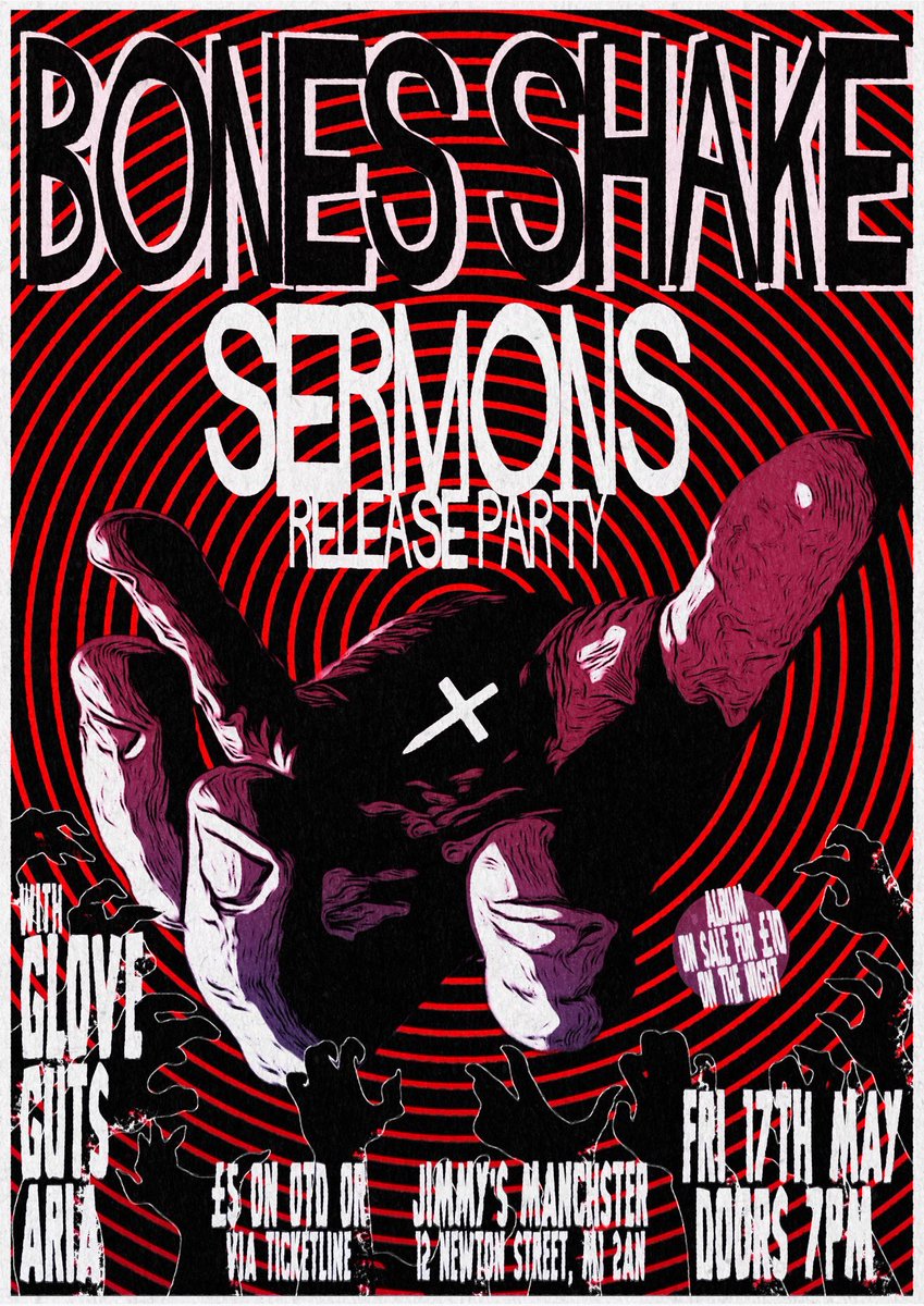 Gutter punks @bonesshake launch their new album ‘Sermons’ this Friday 17th May at <a href="/jimmysMCR/">Jimmy's Manchester</a> Manchester

Support on the night comes in the form of <a href="/Glove_music/">Glove</a> , <a href="/OfficialGUTS/">Guts</a> and @ariamusiccc

#punkblues #trash #scuzz #sleaze #rock #garageblues #garagepunk #rocknroll #manchester