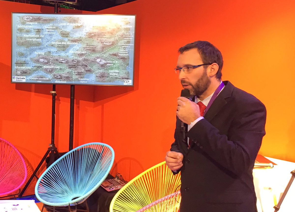INPIFrance's tweet photo. #VivaTech en direct du #ScaleUpLounge, présentation de la cartographie des #inventions proposée par #INPI : les acteurs, leur positionnement et les techno dans le domaine du #véhicule intelligent. Ce type de carte révèle les menaces, opportunités et aide à la décision. https://t.co/Q1S2OjRoY7