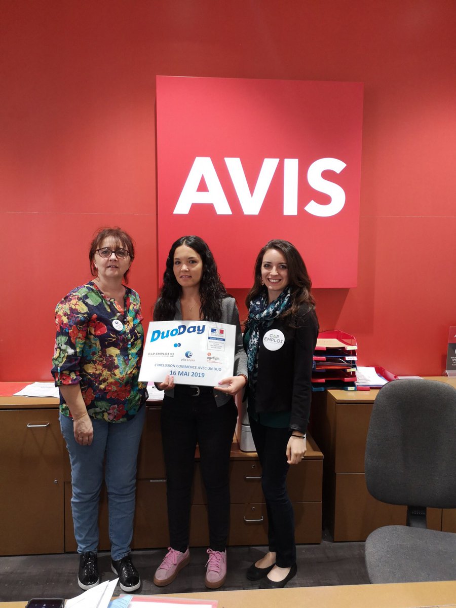 AVIE_Employeurs's tweet photo. Live #DuoDay2019 #duodayvar l’entreprise #avislocation accueille Marion aujourd’hui @s_cluzel @Agefiph_ @poleemploi_VAR #touloncarnot @Cheopsconseil #inclusion https://t.co/q0JIYyQiO4