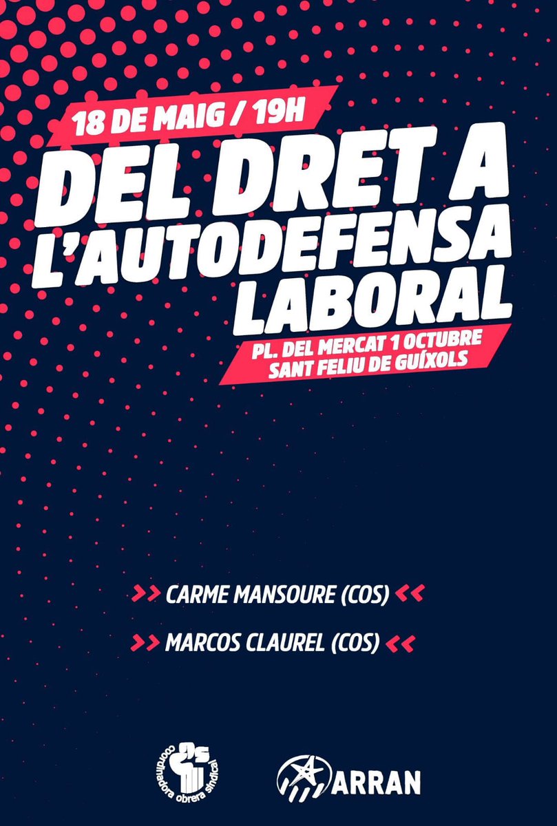 COSnacional's tweet photo. ▶️ I també a Sant Feliu de #Guíxols. Presentarem el llibret a la Plaça del Mercat de l'1 d'octubre, aquest proper dissabte 18 de maig a partir de les 19.00h.
👉 Comptarem amb la participació de la Carme Mansoure i en Marcos Claurel. https://t.co/bQ8wiXEM85