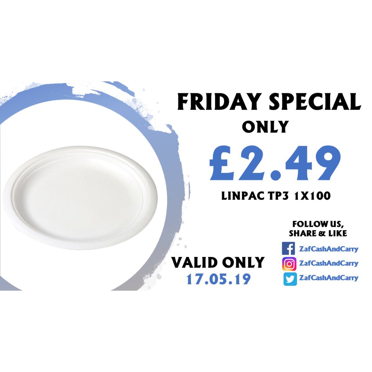 This Week's Friday Special is ...

Linpac TP3 1X100

ONLY £2.49

VALID ONLY (17/05/19)

#ramadan #disposableplates #iftar #breakingfast #friyay #birmingham #tp3 #zafcashandcarry #cashandcarry