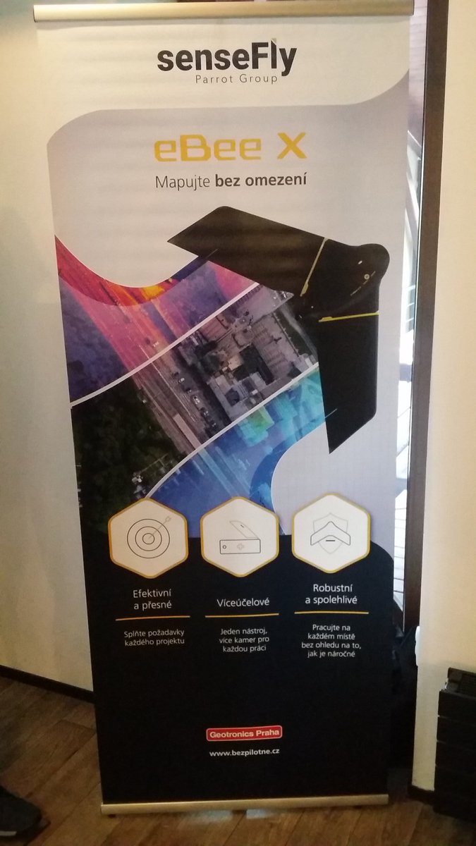 CheckTerra's tweet photo. Konference Bezpilotne 2019 u Dobrise. Nase eBee bylo jedno z prvnich v CR (vubec prvni komercne pouzivane), ale neusiname na vavrinech a neustale se zajimame o novinky v oboru 😉 #bezpilotne #geotronics #uav #drones #topography #mapping #3D #3Dmodel #pix4d #sensefly #emotion https://t.co/LyXzrpwBzo