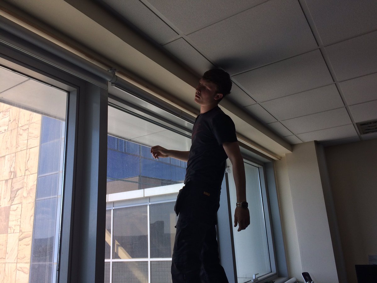 Fitting blinds in offices in Leeds today. Fantastic view of the Leeds skyline #leeds #officeblinds