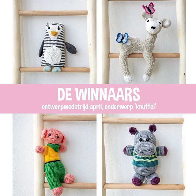 Hier zijn ze dan, de winnaars van de ontwerpwedstrijd van april 😍

Ontmoet de lieve pinguin, gemaakt door Karen, hertje Puck, gemaakt door Dorine, varkentje Tim, gemaakt door Kim, en Nijlpaard Noud, gemaakt door Jenny. Wij zijn verliefd ❤️ Je kunt ze… bit.ly/2WN6lkH