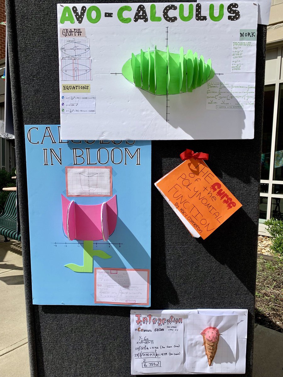 DuxburyMath's tweet image. Avo-calculus and the volume of any shape! Check out #calculusinaction and #mathapplications from Mrs. Donovan and Mrs. Raftery’s Calc classes! #DHSstudentshowcase