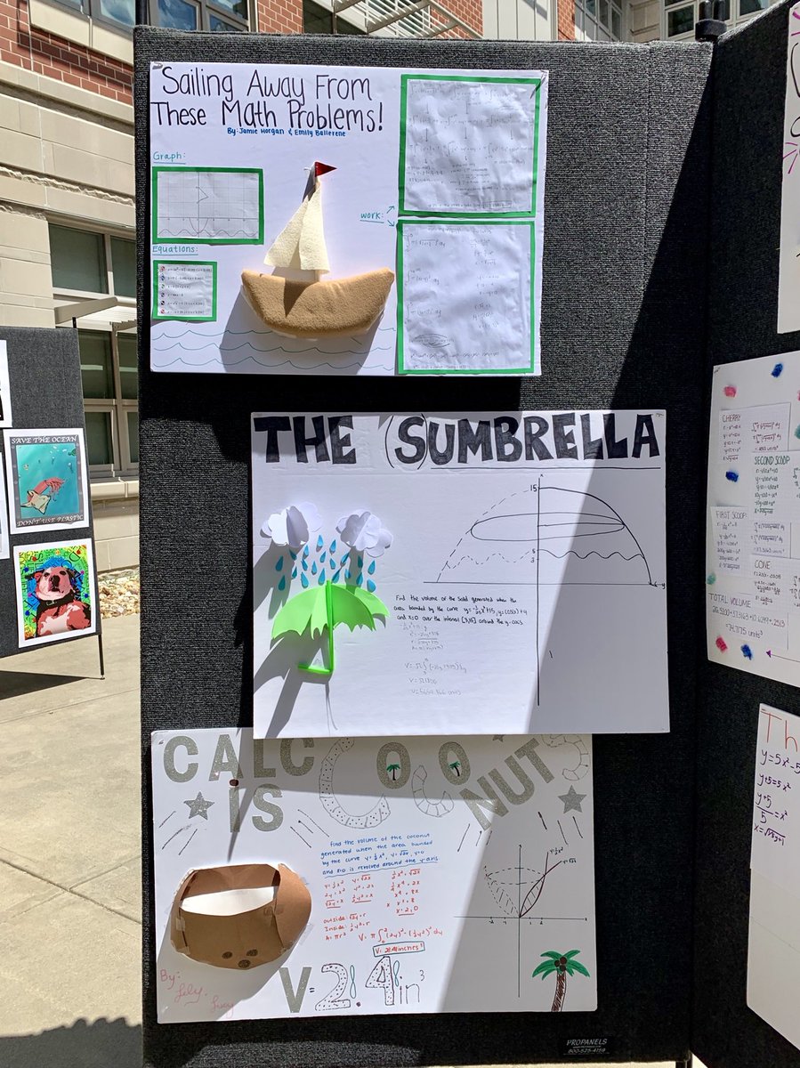 DuxburyMath's tweet image. Avo-calculus and the volume of any shape! Check out #calculusinaction and #mathapplications from Mrs. Donovan and Mrs. Raftery’s Calc classes! #DHSstudentshowcase
