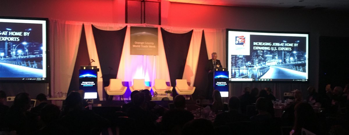 IrvineChamber's tweet photo. Richard Swanson of the @USCommercialSvc provides an overview of trade in OC, stating “the number of exports coming out of Orange County and coming out of California is growing... this is the hub for foreign trade councils and foreign trade consulates.” #OCWorldTradeWeek https://t.co/uIpJZPe18N