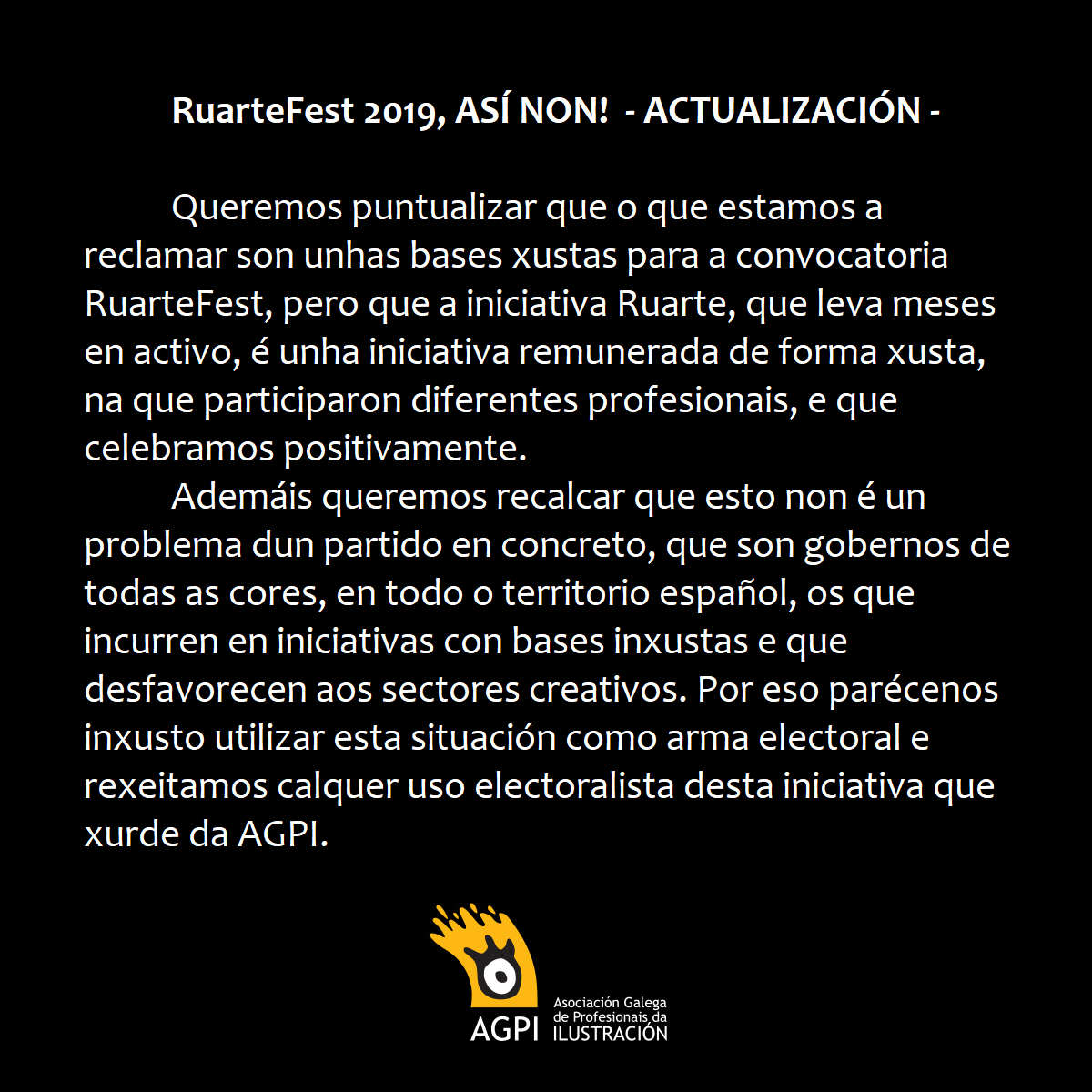 _AGPI's tweet photo. #RuarteFest2019, ASÍ NON! - ACTUALIZACIÓN - https://t.co/1DD5h776EJ