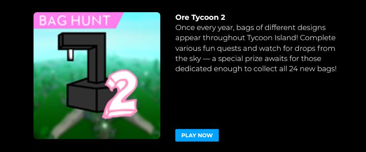 Plantstudios A Twitteren We Re Happy To Announce That Ore Tycoon 2 Bag Hunt Is Part Of The Roblox Live Ops This Week Come And Play Ore Tycoon 2 Today And Redeem The Code - liveops roblox