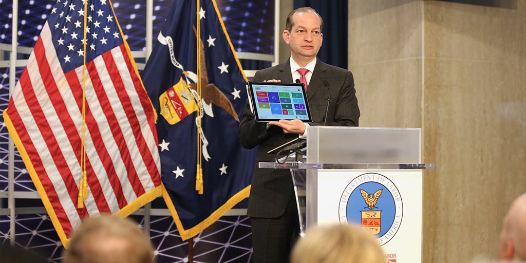 MSHA_DOL's tweet photo. .@SecretaryAcosta showcased @MSHA_DOL’s Gears of Government Award-winning Mobile Inspection Application System during the opening ceremony of #DOLTechDay2019 today. https://t.co/fEy03qXCjI