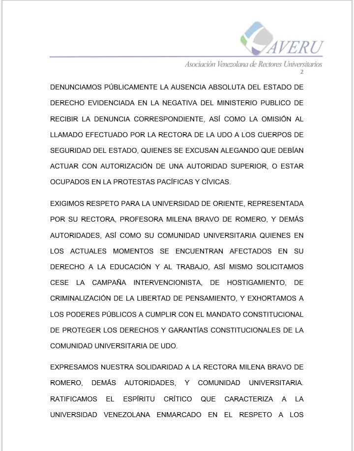 LUZadn's tweet photo. La @AVERUVENEZUELA condena y rechaza la ilegal ocupación de los espacios del Rectorado de la @UDO_VE. https://t.co/LCtwSQF8TC