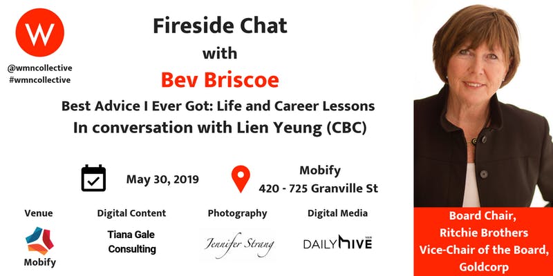 Learn proven life and career lessons from Bev Briscoe - Board Chair Ritchie Brothers, Vice-Chair Goldcorp at <a href="/wmncollective/">Women's Collective</a>’s upcoming #event. Hosted by <a href="/lieny/">lieny</a> <a href="/CBC/">CBC</a>. Tickets >> bev- briscoe.eventbrite.ca #Vancouver #event #yvr #diversity #inclusion #wmncollective