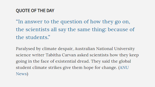 'I know people who have never talked about climate change, talking about it because of the students,' one scientist told Australian National University science writer @tabithacarvan. #QOTD science.anu.edu.au/news-events/op…