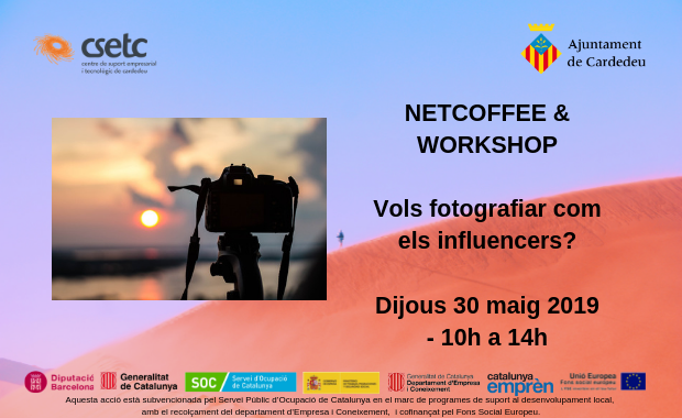 Vols fotografiar com els influencers? Porta la teva càmera i el teu producte i ho aprendrem de manera pràctica i aumentaràs la teva xarxa de contactes amb <a href="/Fotografia270/">Cris Glez Gabarró</a>  al #netcoffee del #csetc a #cardedeu Inscripcions a ow.ly/tGtG50uf9J8