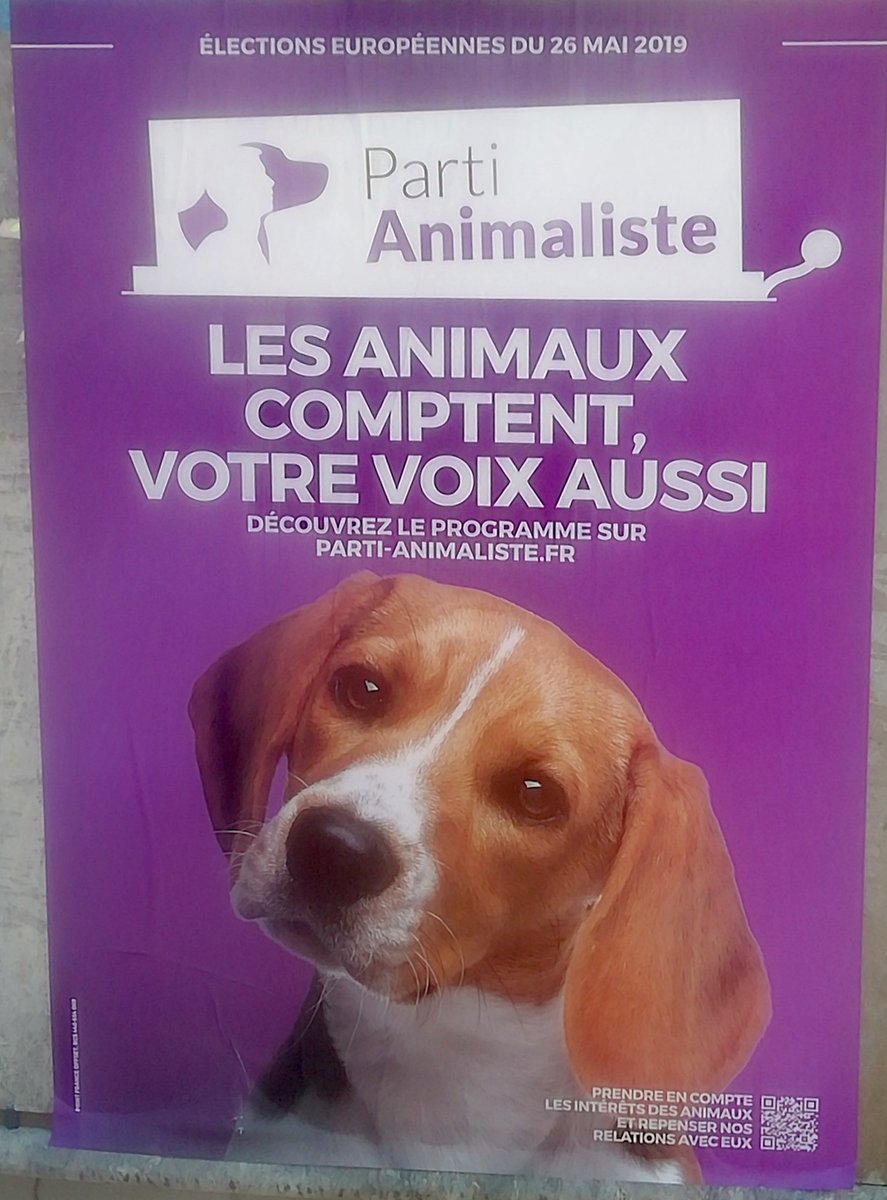Affiche du @PartiAnimaliste à #Elincourt (59127).
Ça tombe bien, j'aime les #animaux & ma couleur fétiche est le #violet.