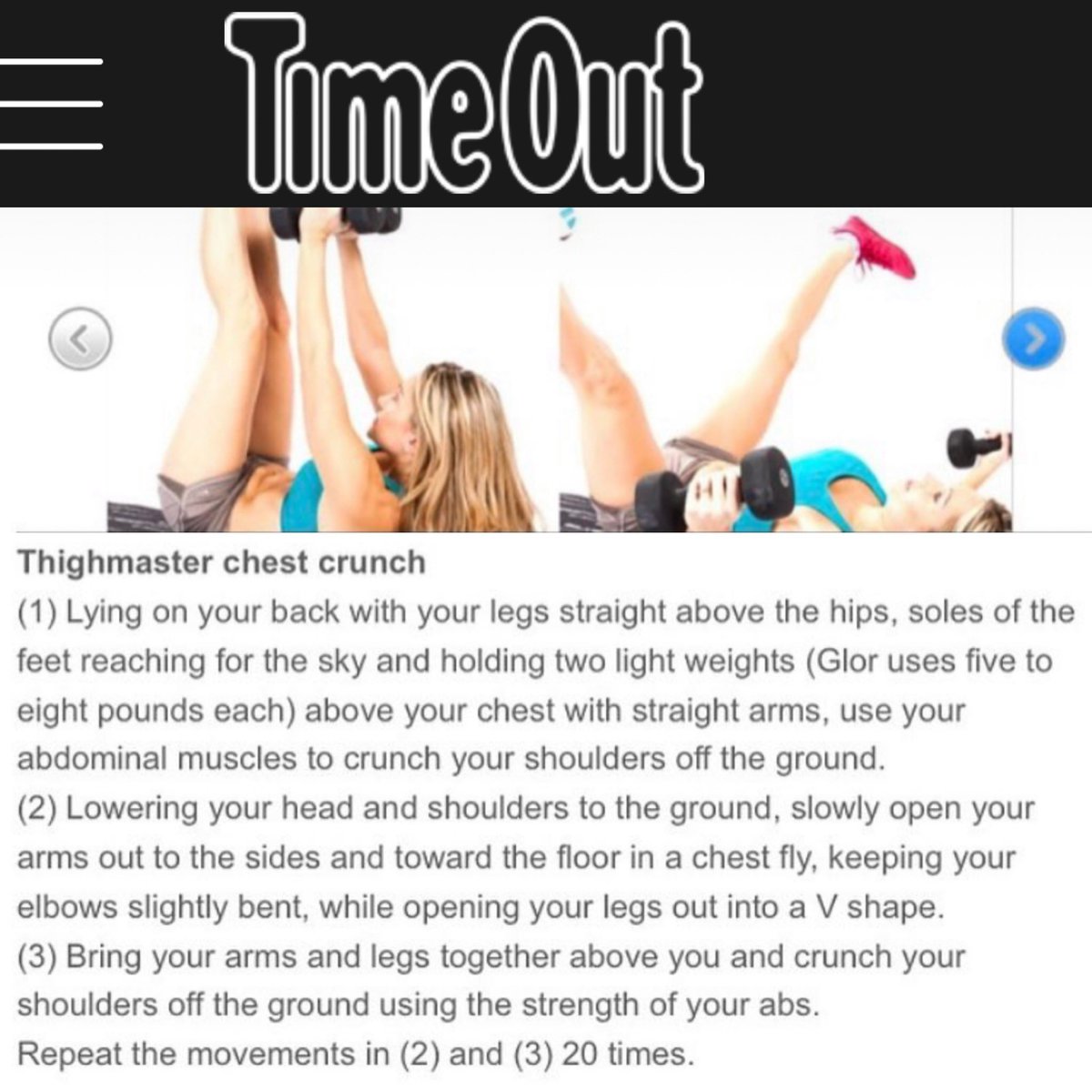 NikkiFitness's tweet photo. #moveoftheday Try these 6 #core moves from my @timeoutnewyork interview with moves from the #HardCoreAbs #fitnessvideo on the #nikkifitnessapp ποΈββοΈπ€ΈββοΈπ
#abs #fitnessvideos #slimnastics #fit #fitness #exercise #workout #fitspo #healthcoach
#NikkiFitnessVideos #NikkiFitness #tbt https://t.co/CjkALMXH6k