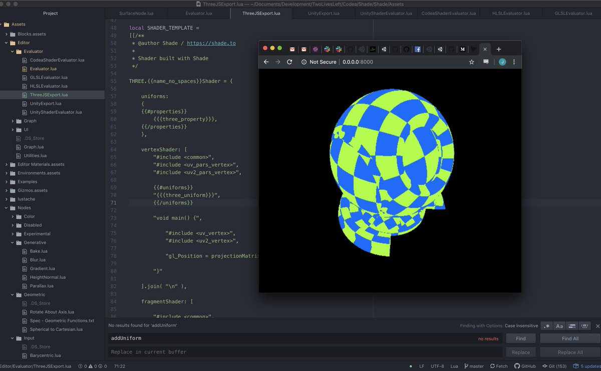 johntwolives's tweet image. Making some progress with #ShadePro custom exporter support. Managed to get basic unlit checkers working in WebGL (via three.js) with minimal fuss. The exporter can generate multiple files as well as templated folder/file pathing as well.